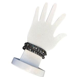 Set of 4 Gunmetal Rhinestone Stretch Bracelets (Fits up to 8”)